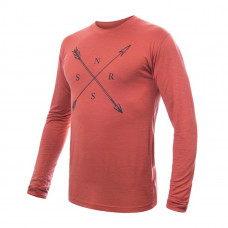 Мъжка мерино тениска с дълъг ръкав MERINO ACTIVE SNSR terracotta